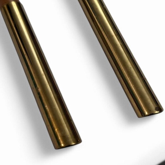 Vintage Mcm Nasco Japanese Brown and gold wooden / metal salad fork & spoon set - Picture 6 of 7